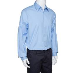 Pre Owned Prada Light Blue Stretch Cotton Long Sleeve Shirt XXXL