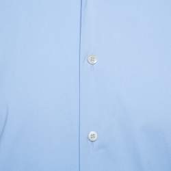 Pre Owned Prada Light Blue Stretch Cotton Long Sleeve Shirt XXXL