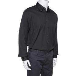 مملوكة مسبقًا Prada Black Stretch Cotton Long Sleeve Shirt XXXL