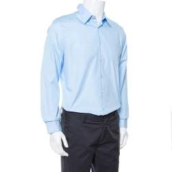 Pre Owned Prada Light Blue Cotton Button Front Long Sleeve Shirt XL