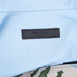 Pre Owned Prada Light Blue Mountains Print Cotton Camp Collar Shirt L
