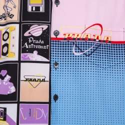 Pre Owned Prada Pink Printed Cotton Patchwork Shirt XL