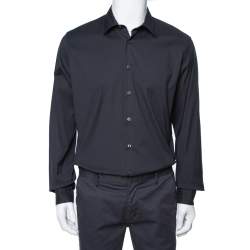 Pre Owned Prada Black Stretch Cotton Long Sleeve Shirt XXL