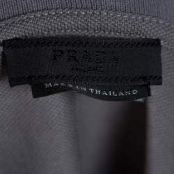 Prada Grey Cotton Pique Stripe Detail Polo T-Shirt S