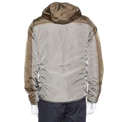 Prada Green / Black Synthetic Reversible Hooded Jacket M