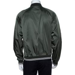 Prada Green Synthetic Zipper Front Bomber Jacket L
