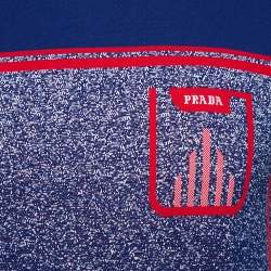 مملوكة مسبقًا سويتر برادا موليني تقني تريكو أحمر و أزرق كحلي مقاس كبير (لارج)