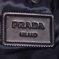 Prada Navy Blue Leather Single Breasted Jacket M