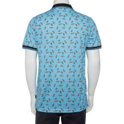 Pre Owned تي شيرت بولو برادا بيكيه قطن مطبوع سومبريرو أزرق مقاس كبير (لارج)