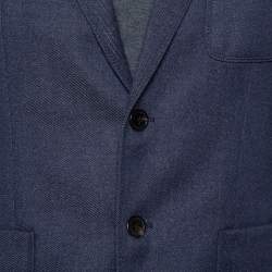 Prada Navy Blue Wool Button Front Blazer L