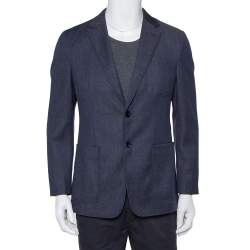 Prada Navy Blue Wool Button Front Blazer L