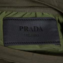 Pre Owned تي شيرت برادا رقبة مستديرة تفاصيل جيب قطن أخضر زيتوني متوسط