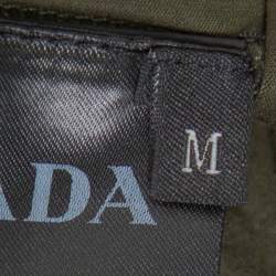 Pre Owned تي شيرت برادا رقبة مستديرة تفاصيل جيب قطن أخضر زيتوني متوسط