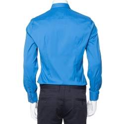 Pre Owned Prada Blue Stretch Cotton Button Front Shirt S