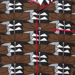 Pre Owned Prada Brown Abstract Printed Cotton Short Sleeve Bowling Shirt XL