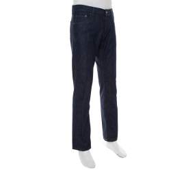 Pre Owned Prada Navy Blue Denim Tapered Fit Jeans L