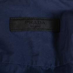 Pre Owned Prada Navy Blue Cotton Contrast Collar & Placket Detail Button Front Shirt L 