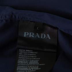 Pre Owned Prada Navy Blue Cotton Contrast Collar & Placket Detail Button Front Shirt L 