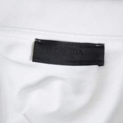 Pre Owned Prada White Cotton Pique Dragon Embroidered Polo T-Shirt XXL