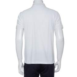 Pre Owned Prada White Cotton Pique Dragon Embroidered Polo T-Shirt XXL