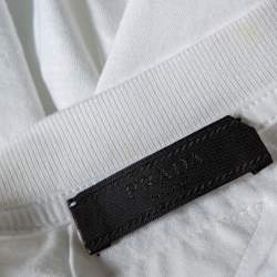 Pre Owned Prada White Cotton Dragon Embroidered Crewneck T-Shirt XXL