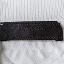 Pre Owned Prada White Cotton Dragon Embroidered Crewneck T-Shirt XXL