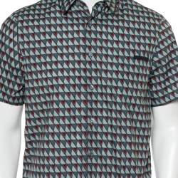 Pre Owned Prada Multicolor Printed Cotton Short Sleeve Shirt M