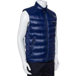 Prada Navy Blue Synthetic Quilted Sleeveless Vest XL 