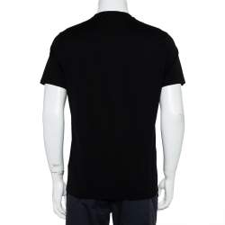 Pre Owned تي شيرت برادا قطن أسود بالشعار المطرز رقبة مستديرة مقاس كبير جدًا - إكس لارج