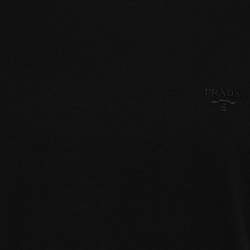 Pre Owned تي شيرت برادا قطن أسود بالشعار المطرز رقبة مستديرة مقاس كبير جدًا - إكس لارج