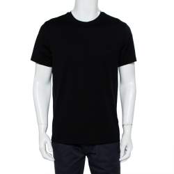 Pre Owned تي شيرت برادا قطن أسود بالشعار المطرز رقبة مستديرة مقاس كبير جدًا - إكس لارج