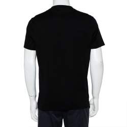 Pre Owned تي شيرت برادا قطن أسود بالشعار المطرز رقبة مستديرة مقاس كبير جدًا - إكس لارج