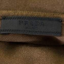 Pre Owned Prada Brown Cotton Pique Contrast Trim Polo T-Shirt S