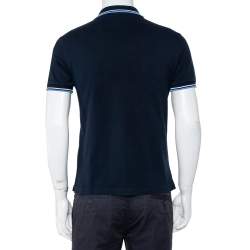 Pre Owned Prada Navy Blue Cotton Pique Polo T-Shirt S