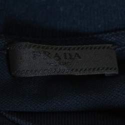Pre Owned Prada Navy Blue Cotton Pique Polo T-Shirt S