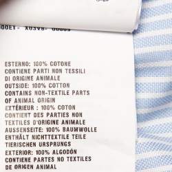 Pre Owned قميص برادا أكمام قصيرة مطبوع شعار لماركة قطن مقلم أزرق مقاس كبير جداً جداً (اكس اكس لارج)