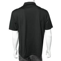 Pre Owned Prada Black Cotton patch Pocket Detail Polo T-Shirt XXL