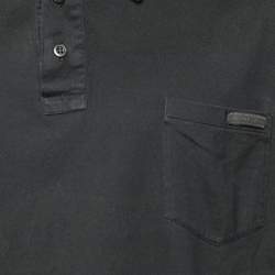 Pre Owned Prada Black Cotton patch Pocket Detail Polo T-Shirt XXL