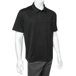 Pre Owned Prada Black Cotton patch Pocket Detail Polo T-Shirt XXL