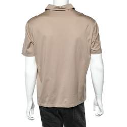 Pre Owned Prada Beige Cotton Patch pocket Detail Polo T-Shirt XXL