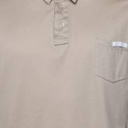 Pre Owned Prada Beige Cotton Patch pocket Detail Polo T-Shirt XXL