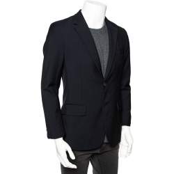 مملوكة مسبقًا Prada Navy Blue Wool Double Button Front Blazer M