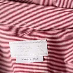 Prada Red Striped Cotton Button Front Shirt M