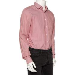 Prada Red Striped Cotton Button Front Shirt M