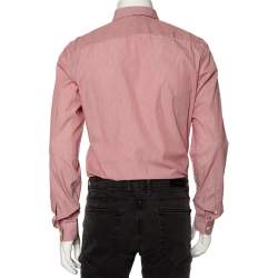 Prada Red Striped Cotton Button Front Shirt M