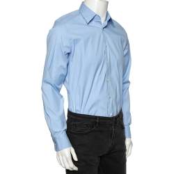 Pre Owned Prada Sky Blue Cotton Button Front Shirt L 