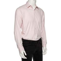Pre Owned Prada Light Pink Cotton Button Front Shirt L