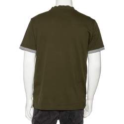 Pre Owned Prada Military Green Cotton Contrast Panel Detail Crew Neck T-Shirt XXL