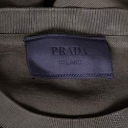 Pre Owned Prada Military Green Cotton Contrast Panel Detail Crew Neck T-Shirt XXL