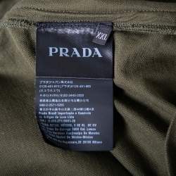 Pre Owned Prada Military Green Cotton Contrast Panel Detail Crew Neck T-Shirt XXL